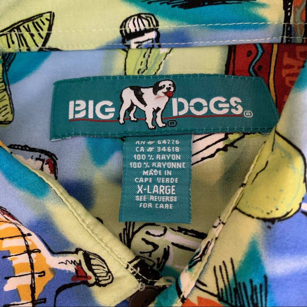 XL Big  Dogs VTG  90’s Party Hawaiian  Shirt Happy Hour Vacation Rayon